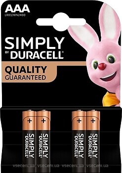 Фото Duracell AAA/LR03 MN2400 Simply 4 шт (81235219)