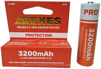 Фото Arexes 18650 3.7V Li-Ion 3200 mAh Red 1 шт