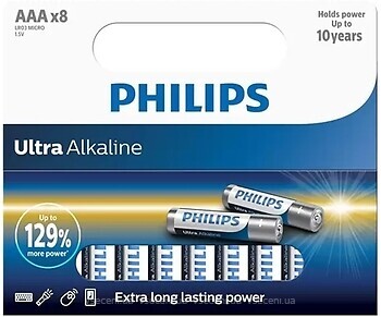 Фото Philips AAA Alkaline 8 шт Ultra Alkaline (LR03E8B/10)