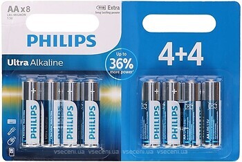 Фото Philips AA Alkaline 8 шт Ultra Alkaline (LR6E8B/10)