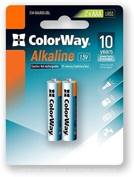 Фото ColorWay AAA LR03 Alkaline Power 1.5V 2 шт (CW-BALR03-2BL)