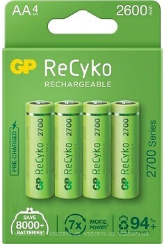 Фото GP Batteries AA HR06 2600mAh NiMh 4 шт ReCyko 2700 Series (GP270AAHCE-2EB4)