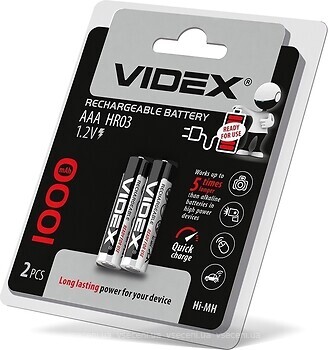 Фото Videx HR03/AAA 1000mAh NiMh double blister/2 шт