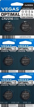 Фото Vegas Optimal CR-2016 3V Lithium 6 шт (VCR-2016BL6-OP)