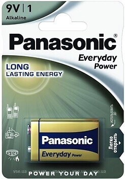 Фото Panasonic Krona Alkaline 1 шт Everyday Power (6LR61REE/1B)