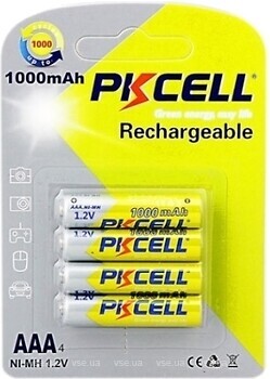 Фото PKCELL AAA Ni-Mh 1000 mAh Rechargeable 4 шт (PC/AAA1000-4BR)