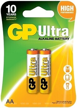 Фото GP Batteries AA/LR6 1.5V Alkaline 2 шт Ultra (15AU-U2)