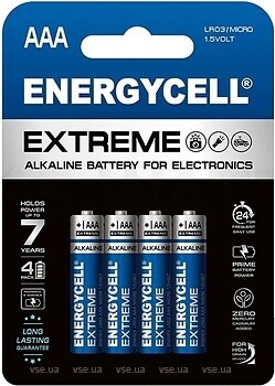Фото Energycell AAA LR03 Alkaline 1.5V 4 шт Extreme (EN24EX-B4)
