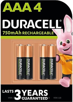 Фото Duracell AAA 750mAh NiMh HR03/DC2400 4 шт (5007331)