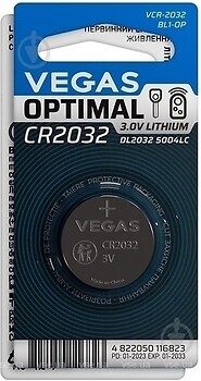 Фото Vegas Optimal CR2032 1 шт (VCR-032BL1-OP)