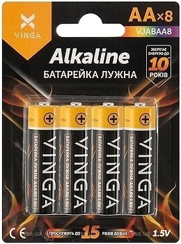 Фото Vinga AA LR6 Alkaline 8 шт (VJABAA8)