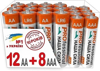 Фото Наша Сила Professional AA LR6 + AAA (LR03) 12 + 8 шт