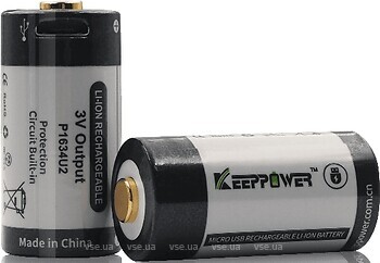 Фото Keeppower Micro USB 16340 1000 mAh CR123A 1 шт (P1634U2)