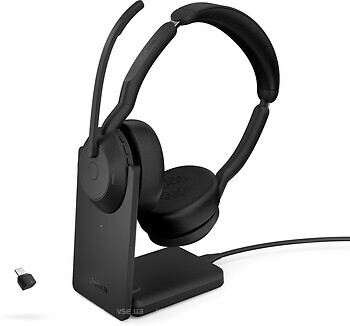 Фото Jabra Evolve2 55 Link380c MS Stereo with Charging Stand Black (25599-999-889)