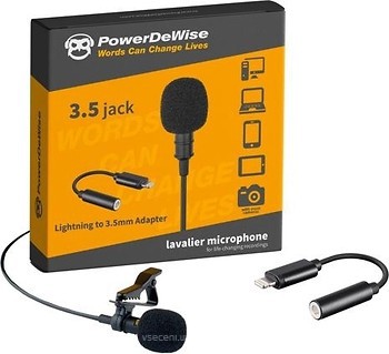 Фото Powerdewise Lavalier Lapel Microphone + Lightning Adapter (X0025U06HL)