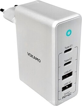 Фото Vokamo 2xType-C 2xUSB Spow GaN 100W White (VKM30030)