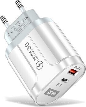 Фото Xiamen USB Type-C Super Charge/Quick Charge 3.0 PD 20W White (PH050560)