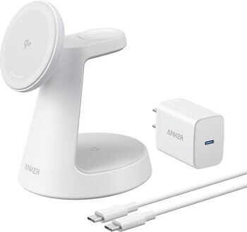 Фото Anker MagGo 3-in-1 Magsafe Charging Station Qi2 White (B25M4J21)
