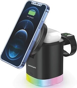 Фото Amaya Wireless Charger 3in1 15W Black (AWC-02)