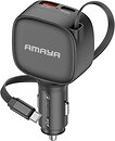 Фото Amaya ACC-12C PD57.5W+QC3.0 84W (1USB-A/1C) Retractable Cable Type-C Black (84643)