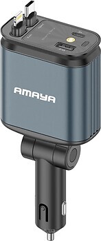 Фото Amaya ACC-CL11 PD57.5W+QC3.0 1USB-A/1C Retractable Cable USB Type-C + Lightning Gray (84642)