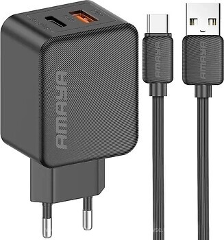 Фото Amaya E113UC PD25W+QC3.0 1USB-A/1C USB Type-C Cable Black (84569)