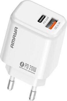 Фото Amaya E43D PD20W 1USB-A/1C USB Type-C Cable White (84601)