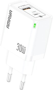 Фото Amaya E46D PD30W+QC3.0 GaN 1USB-A/1C White (84594)