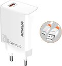 Фото Amaya E57S QC3.0 20W 1USB-A USB Type-C Cable White (84591)
