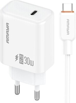 Фото Amaya E76D PD30W 1USB-C USB Type-C Cable White (84581)