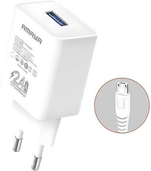 Фото Amaya M3 2.4A 1USB-A Micro-USB Cable White (84597)