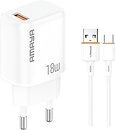 Фото Amaya U79S QC3.0 18W 1USB-A USB Type-C Cable White (84566)