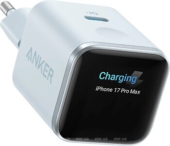 Фото Anker Nano Charger Smart Display 45W Blue (A121DG31)