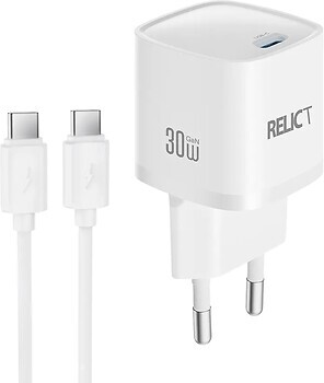 Фото Relict JetMini GaN 30W USB-C USB Type-C Cable White (RCJMGN30-C1W+T)