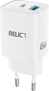 Фото Relict JetMini GaN 45W USB-C + USB White (RCJMGN45-C1A1W)