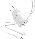 Фото Pisen Quick GaN USB-C+USB-A 30W EU Lightning Cable (TC-082AC30G_Kit)