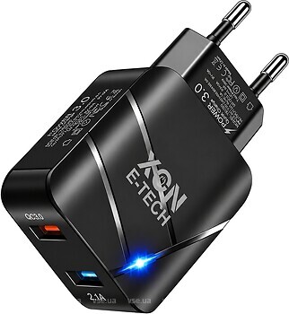 Фото XON PowerCharge 18W QC3.0 USB Type-A Black (PCWC018018A2C0B 6174)