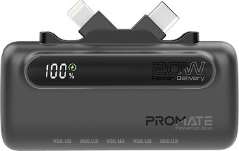 Фото Promate PowerUp-Duo 5000 mAh Black (powerup-duo.black)