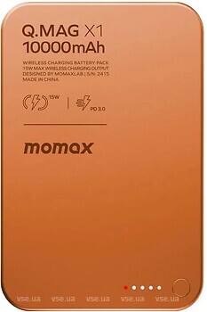 Фото Momax Q.Mag X1 10000 mAh Orange (IP117AM)