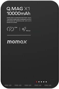 Фото Momax Q.Mag X1 10000 mAh Black (IP117AD)