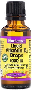 Фото Bluebonnet Nutrition Liquid Vitamin D3 1000 IU со вкусом апельсина 30 мл капли