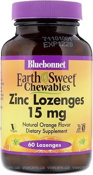 Фото Bluebonnet Nutrition EarthSweet Chewables Zinc Lozenges со вкусом апельсина 60 леденцов