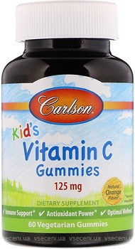Фото Carlson Labs Kids Vitamin C со вкусом апельсина 125 мг 60 таблеток