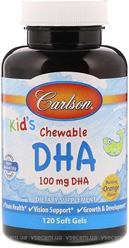 Фото Carlson Labs Kids Chewable DHA со вкусом апельсина 120 капсул (CAR-01571)