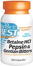 Фото Doctor's Best Betaine HCl Pepsin and Gentian Bitters 360 капсул (DRB00315)