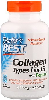 Фото Doctor's Best Collagen types 1 and 3 with Peptan 1000 мг 180 таблеток (DRB00204)