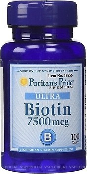 Фото Puritan's Pride Biotin 7500 мкг 100 таблеток