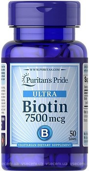 Фото Puritan's Pride Biotin 7500 мкг 50 таблеток