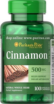 Фото Puritan's Pride Cinnamon 500 мг 100 капсул