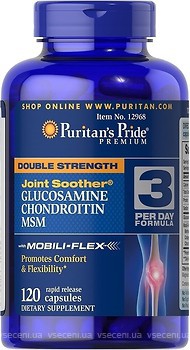 Фото Puritan's Pride Double Strength Glucosamine Chondroitin & MSM Joint Soother 120 капсул